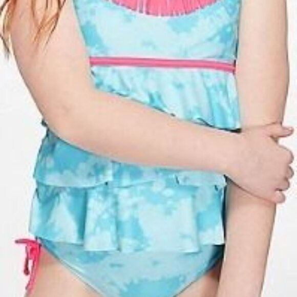 Blue & White 2 Pcs Justice Tankini Swimsuit Size 14 - Picture 1 of 11